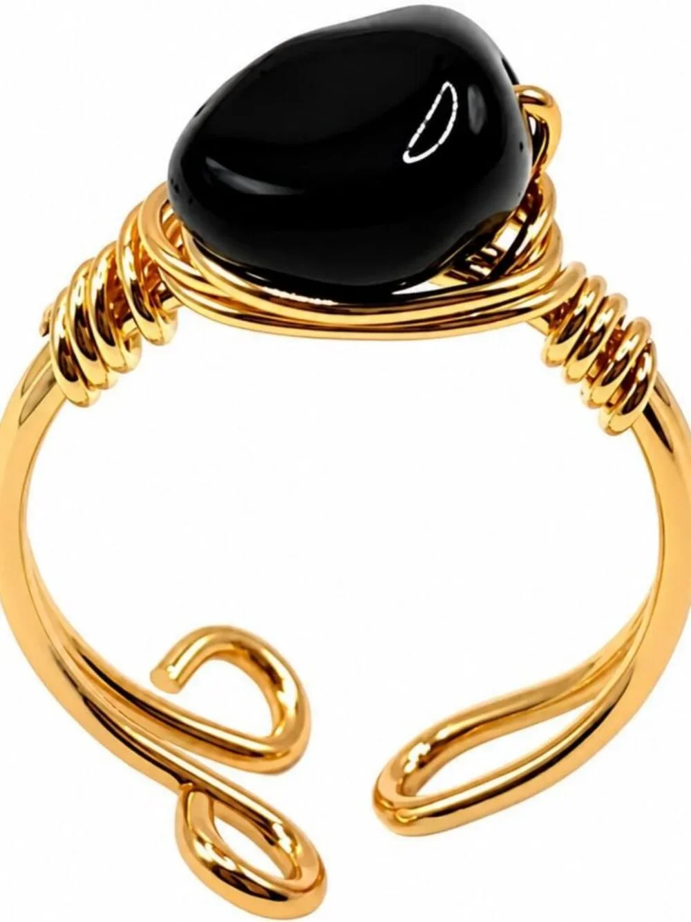 Stunning Amethyst Gold Wire Wrapped Adjustable Ring - Unique Boho Jewelry Piece